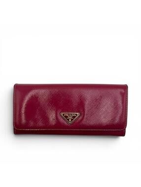 Prada Fuoco Saffiano Patent Leather Continental Wallet